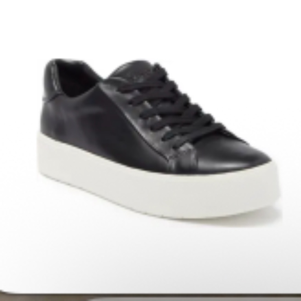 Woman's -Vince - Black Leather Benfield Leather Platform Sneaker (size - 6)